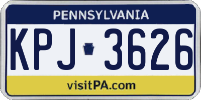 PA license plate KPJ3626