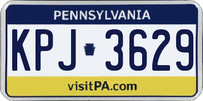 PA license plate KPJ3629