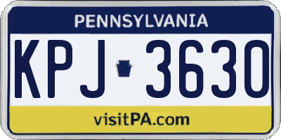 PA license plate KPJ3630