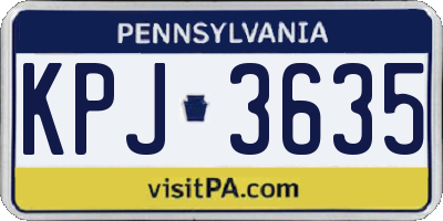 PA license plate KPJ3635