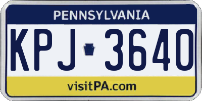 PA license plate KPJ3640