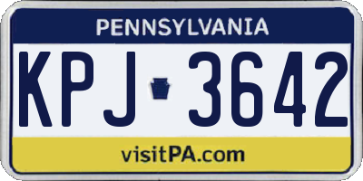 PA license plate KPJ3642