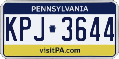 PA license plate KPJ3644