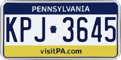 PA license plate KPJ3645