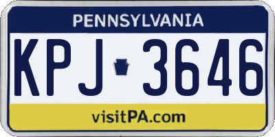 PA license plate KPJ3646