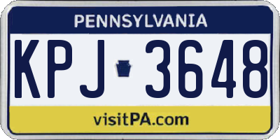 PA license plate KPJ3648