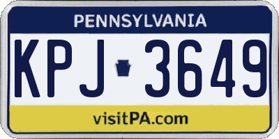 PA license plate KPJ3649