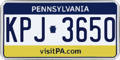 PA license plate KPJ3650