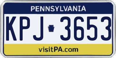 PA license plate KPJ3653