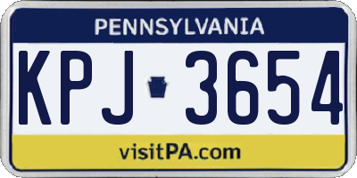 PA license plate KPJ3654