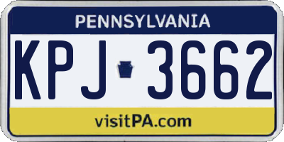 PA license plate KPJ3662