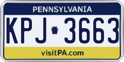 PA license plate KPJ3663
