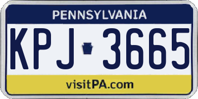 PA license plate KPJ3665