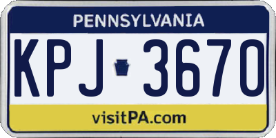PA license plate KPJ3670