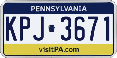 PA license plate KPJ3671