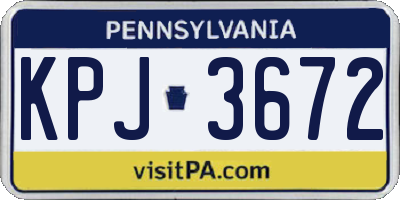 PA license plate KPJ3672