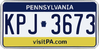 PA license plate KPJ3673
