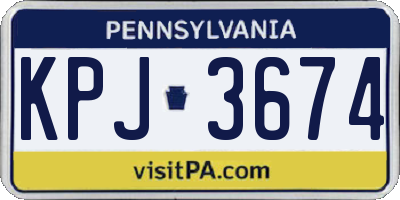 PA license plate KPJ3674