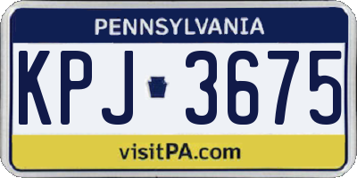 PA license plate KPJ3675