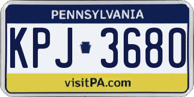 PA license plate KPJ3680