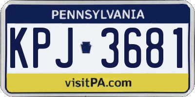PA license plate KPJ3681