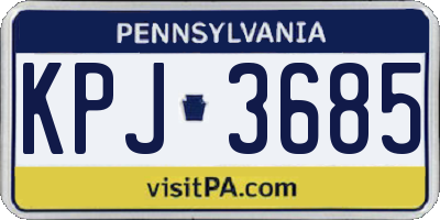 PA license plate KPJ3685