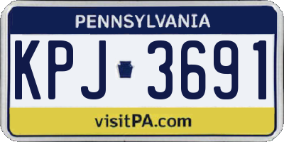 PA license plate KPJ3691