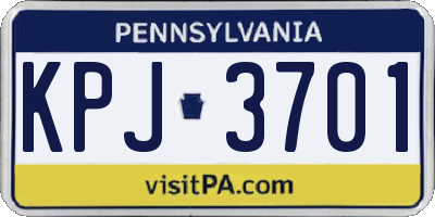 PA license plate KPJ3701