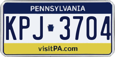 PA license plate KPJ3704