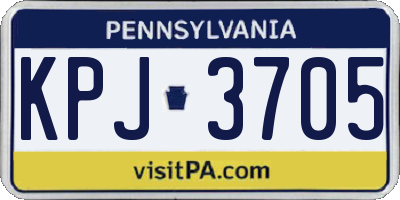PA license plate KPJ3705