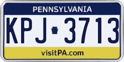 PA license plate KPJ3713