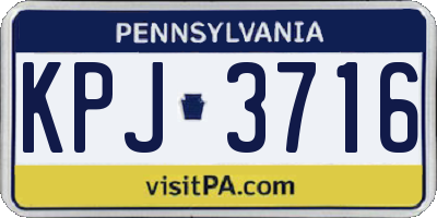 PA license plate KPJ3716