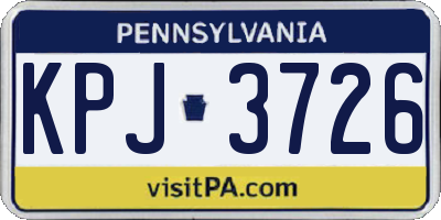 PA license plate KPJ3726