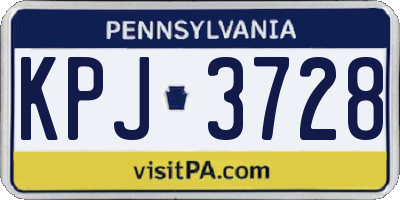 PA license plate KPJ3728