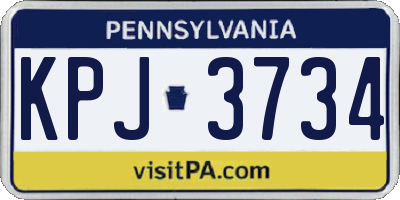 PA license plate KPJ3734
