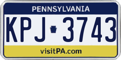 PA license plate KPJ3743