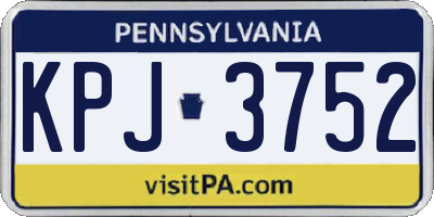 PA license plate KPJ3752