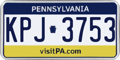 PA license plate KPJ3753