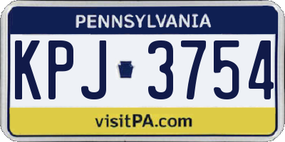PA license plate KPJ3754