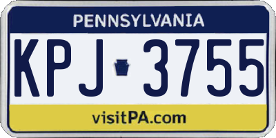 PA license plate KPJ3755