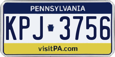 PA license plate KPJ3756