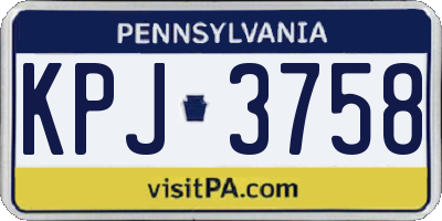 PA license plate KPJ3758