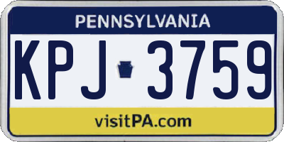PA license plate KPJ3759