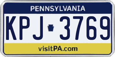 PA license plate KPJ3769