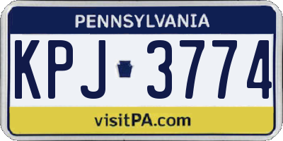 PA license plate KPJ3774