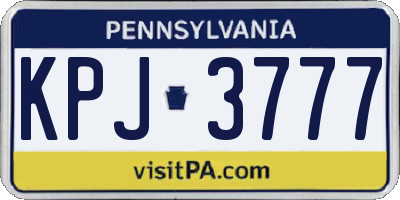 PA license plate KPJ3777