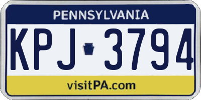 PA license plate KPJ3794