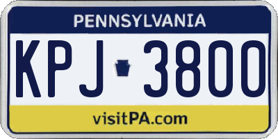 PA license plate KPJ3800