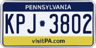 PA license plate KPJ3802