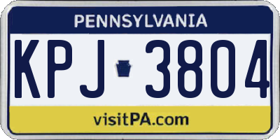 PA license plate KPJ3804